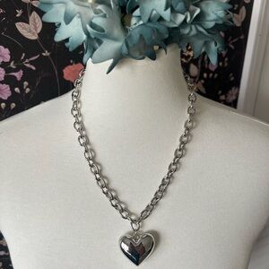 BaubleBar Silver Heart Chain Necklace